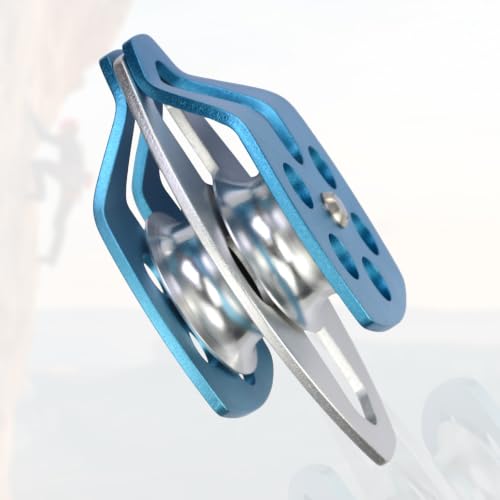 SEPEAK CE&UIAA 30kN Large Rescue Climbing Pulley Double Sheave with Swing Plate Climbing&Rock Lifting Blue - color: Blue