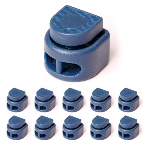 UpUGo 10 PCS Cord Ends Tips and Spring Cord Locks | Shoe Lace Tie Locks for Drawstrings, Paracord, Clothing and Bags - color: Navy Blue-d-lock, size: D-lock