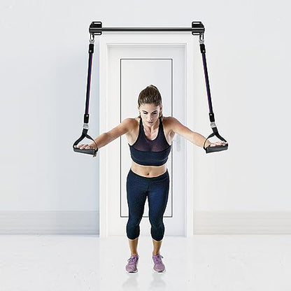 SELEWARE Fully Welded Heavy Duty Pull Up Bar Wall Mount Chin Up Bar for Doorway, Beam & Joist | Mounted Pull Up Bar with Resistance Band Hooks, Supports 440 lb Capacity