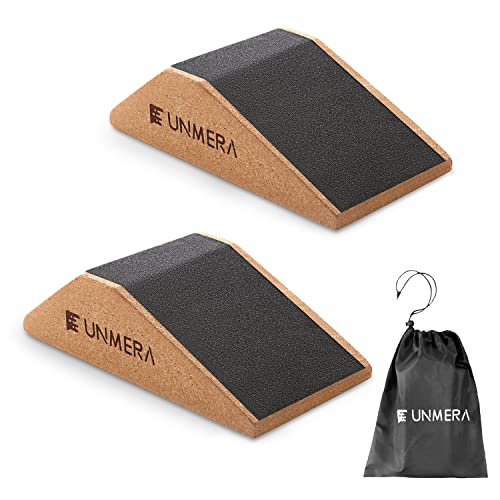 UNMERA Squat Wedge Block Non Slip for Heel Elevated Squats, 2PCS | Professional fitness slant board and squat platform, ideal for calf raises, weightlifting, and strength training. - color: Wood Color