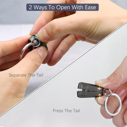 All Metal Foldable Nail Clippers, Stainless Steel Pocket Keychain Fingernail Clipper with Earpick & Keyrings, Poretable Compact Travel Nail Trimmer Cutter for Men Women Adults, Black - color: Black