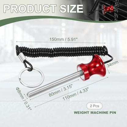 Weight Stack Pin, Weight Gym Pin Strength Training Equipment Replacement with Pull Rope for Commercial Home - color: Red, size: 0.3 x 3.1 Inch