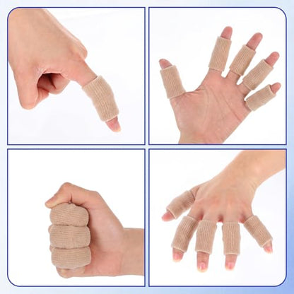 TIESOME 20Pcs Sport Finger Sleeves, Breathable Finger Brace Elastic Fingers Support Sleeves Compression Fingers Sleeve Thumb Splints for Relief Support Protector and Relieving Pain
