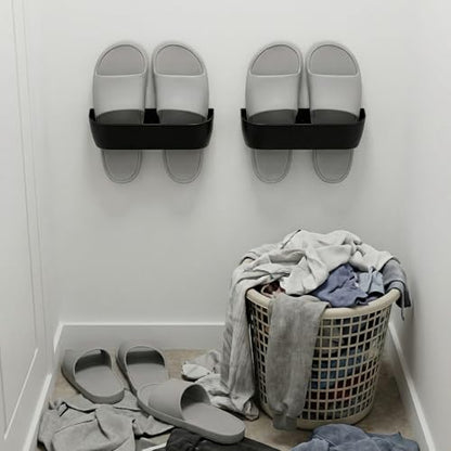 Wall Mount Shoe Rack 2 Pack Plastic Shoe Holders Storage Organizer | Self-Adhesive Shoe Storage for RV, Entryway & Wall, Plastic Wall Rack for Closet, No-Drill Organizer for Camper & Home