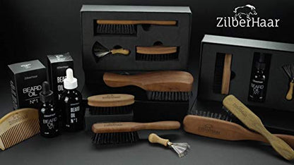 ZilberHaar Long Hair Brush - Soft Boar Bristles - Exfoliating and Conditioning for Men's Beards & Skin - Compatible with Beard Balms and Oils - color: Long Soft
