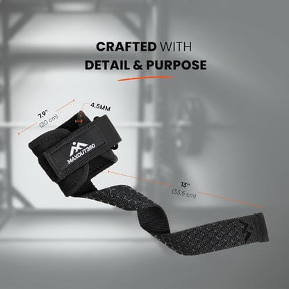 Gym Lifting Straps with D Rings, Anti-Slip, Thick Padded Lifting Wrist Straps for Weightlifting for Cable Machines, Deadlifts, & Gym Training, Black