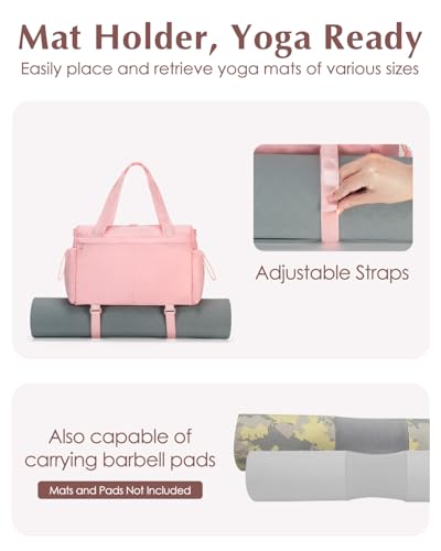 Small Gym Bag, Mini Gym Bag with Yoga Mat Holder & Wet Compartment, Pink | Yoga Mat Bag, Water Bottle Pocket, Detachable and Adjustable Shoulder Strap, Mini Duffle Bag for Workout Travel Dance - color: Pink