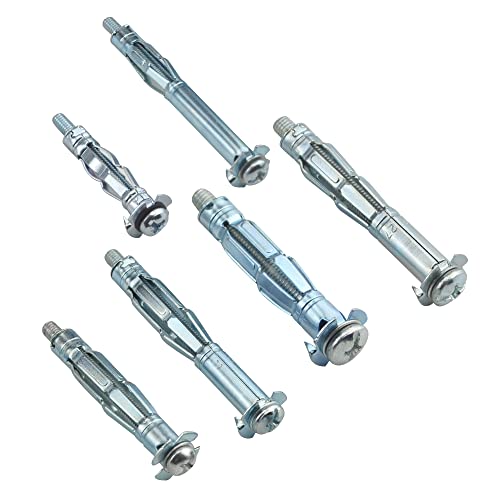 42Pcs Heavy Duty Zinc Plated Hollow Wall Drive Anchor Screw Kit with A Clean Plastic Case for Drywall Plaster and Tile