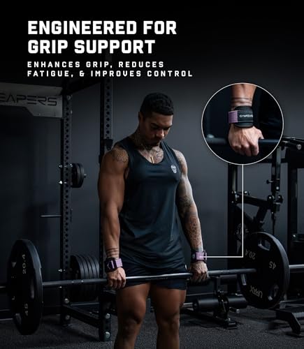 Gymreapers GripLink Lifting Straps – Heavy Duty D-Ring Weight Lifting Wrist Straps with Anti-Slip Silicone Grip Beads, Adjustable Support for Deadlifts, Powerlifting, Cable Machines & Gym Training - color: Lilac