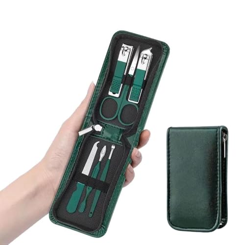 6PCS Travel Manicure Kits, Mini Manicure Kit, Nail Kit with Clippers & Files, Ingrown Toenail Treatment, Travel Essentials, Perfect for Personal Care & Gifts for Men - Dark Green
