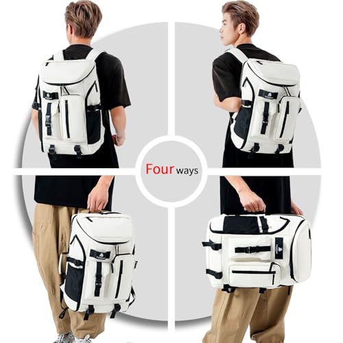 tennis mountain climbing travel backpack, independent shoe compartment for sports and fitness, waterproof 15.6-inch computer bag - color: Almond White