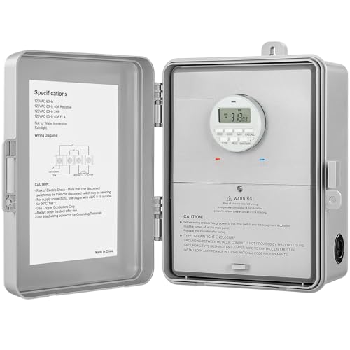 SURAIELEC Digital Pool Timer, 40AMP 120V 2HP, 7-Day Programmable Timer | Programmable Box for Swimming Pump, Landscape Lights, Lights, Simultaneously Controls Up to 2HP Devices, Outdoor/Indoor Use - style: 120VAC 2HP