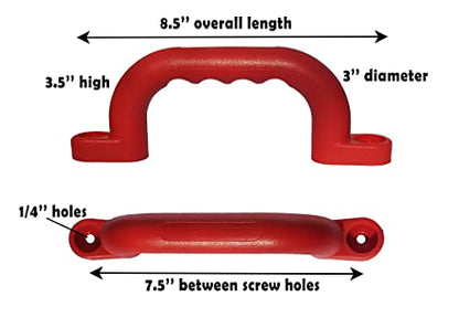 APSI Plastic Handles and Grab Bars for Playground Equipment, Climbing Walls, Doors, Drawers, Trees, Bunk Bed and More, Sturdy All Weather Material, Pack of 2 (Red) - color: Red