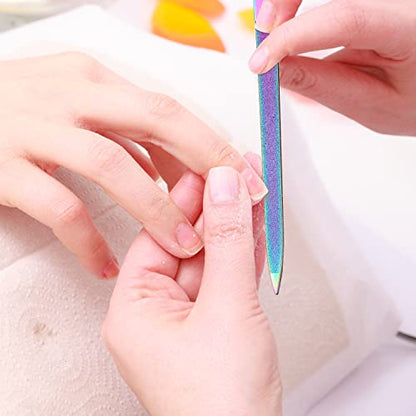 Mudder 6 Pcs Diamond Nail File Women Men Rainbow Stainless Steel Metal Nail File Buffer Double Side Emery Boards with Pointed Tip 7 Inch Multifunction Manicure Pedicure Care Tool Salon Home Travel Use