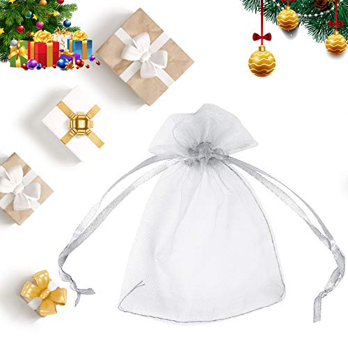 Boshen 100/200PCS Organza Gift Candy Sheer Bags Mesh Jewelry Pouches Drawstring Bulk for Wedding Party Favors Christmas 3"x4" 4" X 6" 5"x7" (3" X 4"(100PCS), White) - color: White-3" X 4"(100PCS)