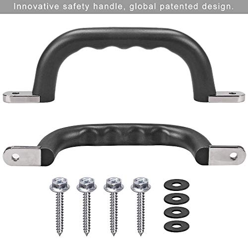 Dolibest Set of 2 Non-Slip Solid Playground Safety Handles, Swing Set Kids Safety Hand Grips for Playset, Climbing Frame, Play House, Indoor Monkey Bars & Treehouse Accessories, Black, 10" - color: Black 2pcs