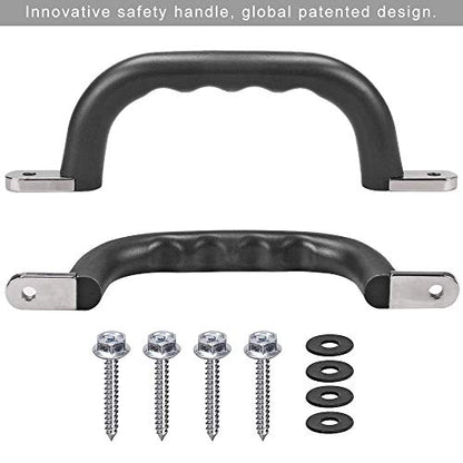 Dolibest Set of 2 Non-Slip Solid Playground Safety Handles, Swing Set Kids Safety Hand Grips for Playset, Climbing Frame, Play House, Indoor Monkey Bars & Treehouse Accessories, Black, 10" - color: Black 2pcs