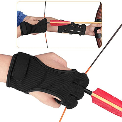 Archery Lightweight Finger Tab Gloves & Arm Guard Adjustable Arm Protector for Hunting Target Shooting Accessory Recurve Bow Compound Bow - size: Medium