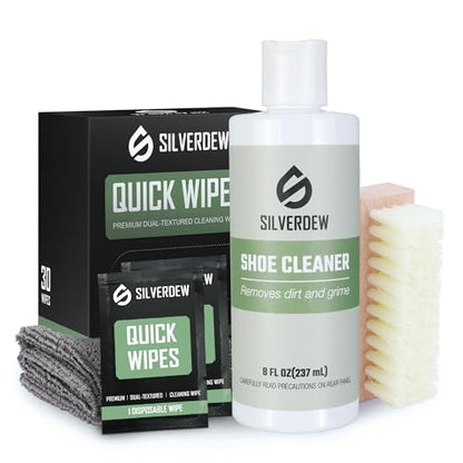 33PCS Shoe Cleaning Kit | 8oz Cleaner, 30 Pack Sneaker Wipes, Nylon Brushes, Microfiber Towel for Sneaker, Leather, Mesh & Canvas