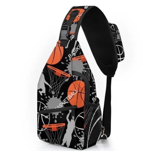 Basketball Sports Heat Sling Backpack for Women Men Waterproof Antitheft Chest Bag Lightweight Travel Crossbody Shoulder Bag for Shopping Outdoor Leisure Sports Mountaineering Riding - color: Backpack14