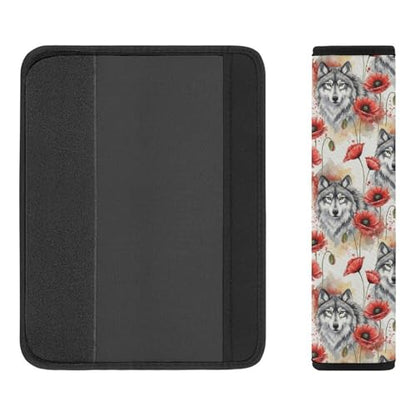 2 Piece Universal Fit Seat Belt Cover for Adult Use, Most Cars, Wolf Flower Animal Print Seat Belt Covers Cushion, Shock Absorption - color: Pattern 159