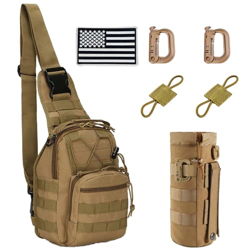Tactical Sling Bag for Men，Small Tactical Bag for Men (Khaki) | Tactical shoulder bag designed for outdoor activities such as hiking and hunting - color: Khaki