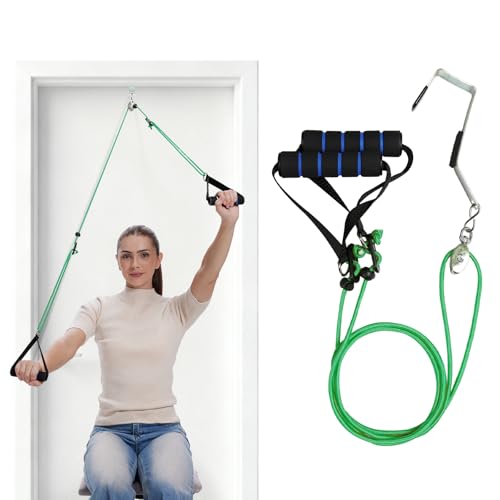 Shoulder Pulley for Physical Therapy, Rehab and Arm Exercise | Over-the-door pulley system for shoulder rehab, physical therapy, and arm exercise routines - color: Green
