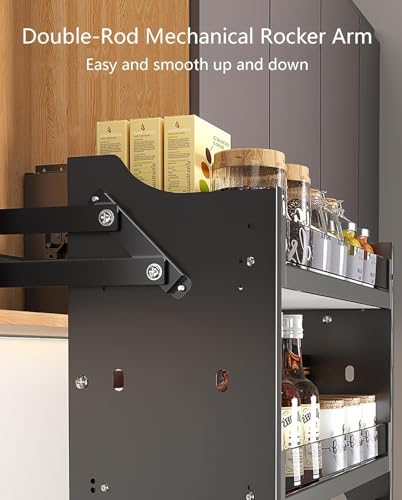 Pull Down Shelf 2 Tier Upper Kitchen Wall Cabinet Sliding Spice Rack Organiser for Plates and Bowls,29.9 - size: 29.9