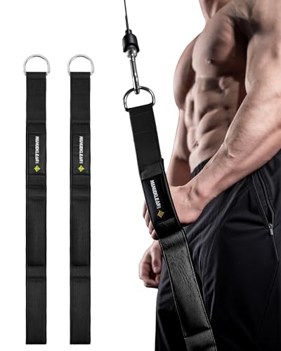 MANUEKLEAR 3 Grip Lengths in 1 Tricep Rope Cable Attachment with Ergonomic Handles, Greater ROM for Tricep Push Down Attachment Professional Gym Rope for Overhead Extension - color: Black 2pcs