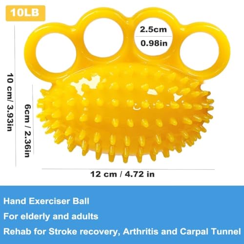 Grip Strengthener Hand Exerciser Ball, Yellow, TPR Material, Ellipse Shaped, Physical Therapy Hand Exercisers for Rehab, Arthritis, Carpal Tunnel, Stress Relief - color: Yellow