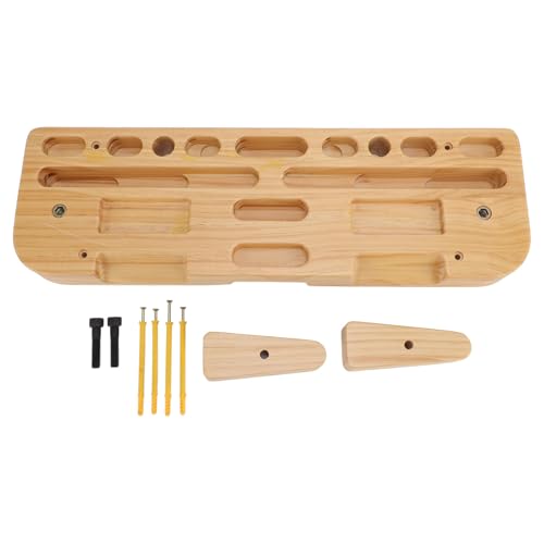 Training Hang Board, Solid Wood with Various Grip Holes, Enhanced Strength Exercise Compact Climbing Finger Wooden Hangboard with Adjustable Depths, Forearm Strengthener