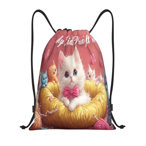 Drawstring Sports Backpacks - Lightweight Swim Gym Bags for Women Men String Sackpack for Beach Travel Yoga(Medium, Love Cats) - color: Love Cats, size: Medium