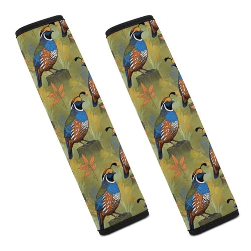 Universal Soft and Comfortable Seat Belt Cover for Child, Most Cars, 2 Piece California Quail Vintage Bird Shoulder Protector Comfortable Driving - color: Pattern 604