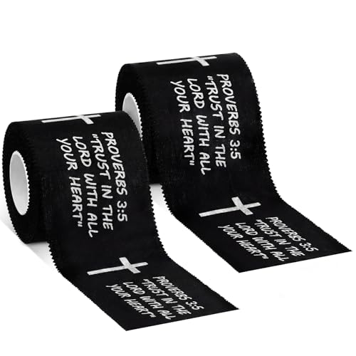 MiniInflat 2 Pcs Christian Cross Athletic Tape Sports Tape 2in x 23ft Religion Jesus Wrist Wrap for Soccer Football Baseball, Gift for Graduation Teacher Nurses Week Pentecost (Black,Proverbs) - color: Black, style: Proverbs