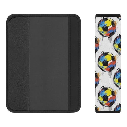 Universal Soft and Comfortable Car Seat Straps Shoulder Pads for Girls and Boys, Most Cars, 1 Pair Football Graffiti Soccer Harness Pads Strap Comfortable Driving - color: Pattern 288