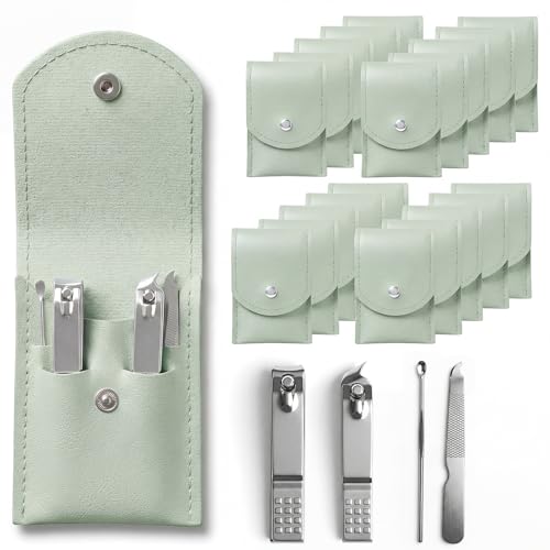 20-Piece Complete Nail Care Kit, Professional Manicure Set with Stainless Steel Tools for Home Use, Travel & Gifts | Portable Nail Clipper Kit in Gleen Case(Gleen) - color: Gleen
