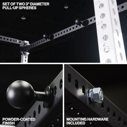 Titan Fitness TITAN Series Rack-Mounted Pull-Up Spheres, Set of Two of Globe Climbing Attachments, Power Rack Attachments for Grip Strength, Fits T-S Power Racks