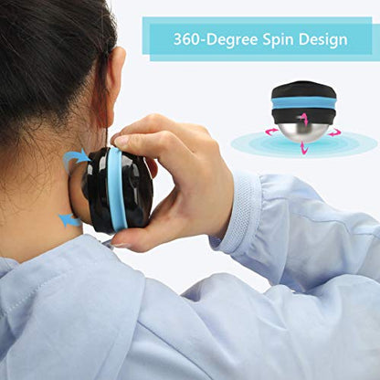 AHIER Cold Massage Roller Ball, Stainless Steel Cold Therapy Relief, Free Rolling Removable Gel Ball Deep Tissue Massage Pain Relief, Great Tool for Back/Neck Pain, Muscles Recovery (Black) - color: Blue Black