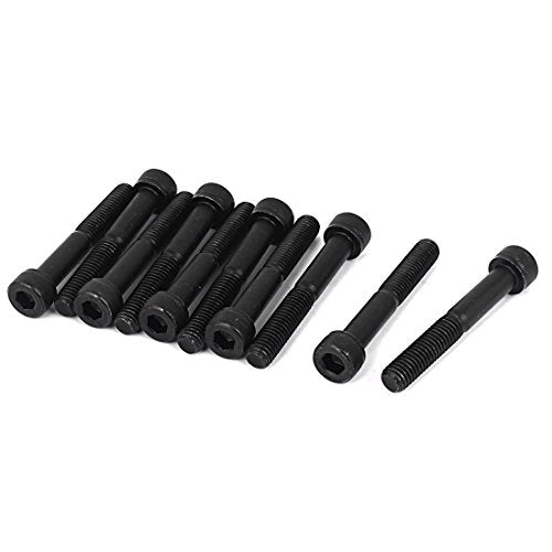 uxcell M8x55mm 12.9 Alloy Steel Hex Socket Screws Partially Threaded Bolt Black 10Pcs - size: M8x55mm