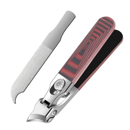 Slant Head Stainless Steel Nail Clipper for Ingrown Nail Care with G10 Handle, Edgy Toenail Clipper for Podiatrist and Elder Users, Angled Nail Trimmer with Safe Lock(Straight Red B) - color: Straight Red B