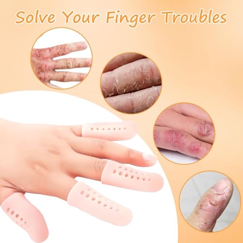 30 Pcs Gel Finger Cots with Air Holes, Silicone Finger Protectors, Finger Sleeves, Wound & Finger Crack Protection Gloves