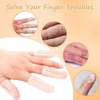 30 Pcs Gel Finger Cots with Air Holes, Silicone Finger Protectors, Finger Sleeves, Wound & Finger Crack Protection Gloves