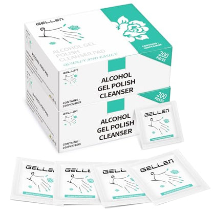 GELLEN Nail Cleanser Pads, 400 Pack Alcohol Prep Pads Individually Wrapped | Nail Cleanser Wipes Remove Tacky Residue, Lint-free Glossy Wipes for Acrylic/Builder/Gel Polish Travel for Perfect Manicure - size: 400PCS