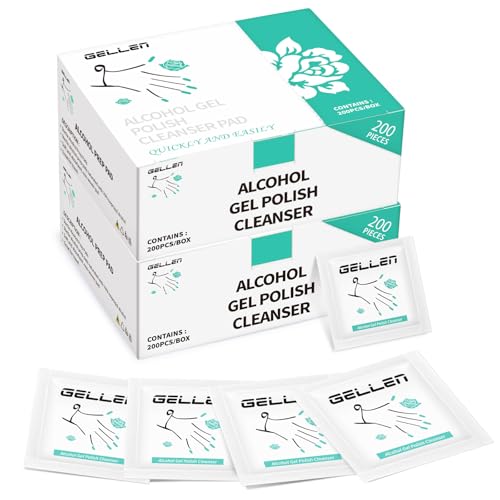 GELLEN Nail Cleanser Pads, 400 Pack Alcohol Prep Pads Individually Wrapped | Nail Cleanser Wipes Remove Tacky Residue, Lint-free Glossy Wipes for Acrylic/Builder/Gel Polish Travel for Perfect Manicure - size: 400PCS