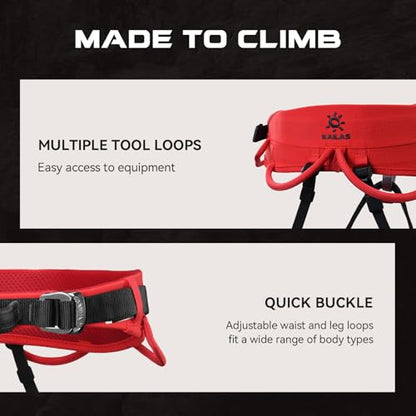 KAILAS Airo Rock Climbing Harness Men Roofing Harnesses Rescue Mountaineering Safety Belt Women Comfortable Lightweight - color: Red, size: Large