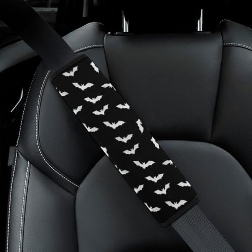 2 Pack Soft Padded Seat Belt Cover for Girls and Boys, All Vehicles, Gothic Bat Black Harness Pads Strap, Anti-Slip Pad - color: Pattern 230