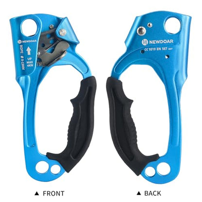 UIAA & CE Certified Hand Ascender Rock Climbing Tree Arborist Rappelling Gear Equipment Rope Clamp for 8~13MM Rope - color: Blue Pro-Right