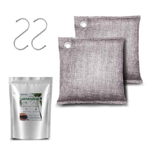 Activated Charcoal Bags Odor Absorbers, Activated Charcoal Odor Absorber for Strong Odors in Car, Closet, Shoe, Pet, Smoke, Basement. Coconut Shell Air Purifying Bag(2 x 200g） - color: 200g x 2pc
