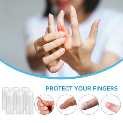 salbsever 20 Pcs Finger Sleeves Protectors Silicone Finger Sleeve Gel Finger Sleeve Protectors Finger Covers Cushions and Protects Rubber Finger Shields Provide Relief forCracked Finger - color: Transparent