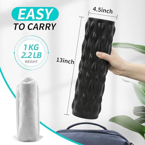 Vibrating Foam Roller,Electric Deep Tissue Massage Roller for Muscle Recovery & Back Pain Relief,4-Speed High Intensity Trigger Point Foam Roller with Carry Bag,Rechargeable Yoga Fitness Roller Black - color: Black